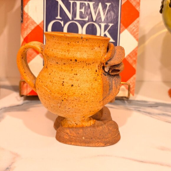 Ugly Pottery Mug Large Feet Funny Features Handcrafted Ceramic VINTAGE - Picture 3 of 9